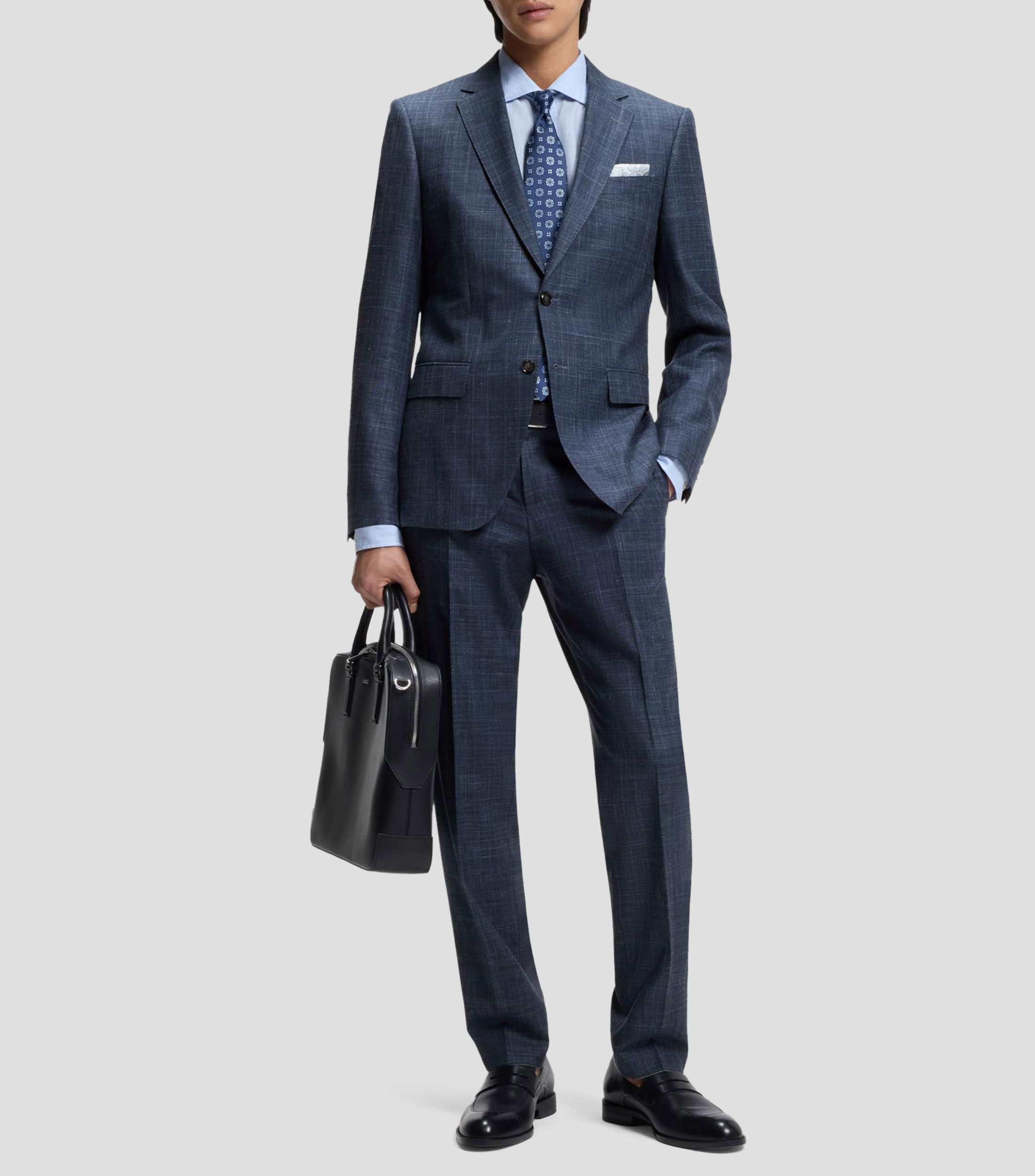 Traje slim fit de dos piezas en mezcla de lana Hombre
